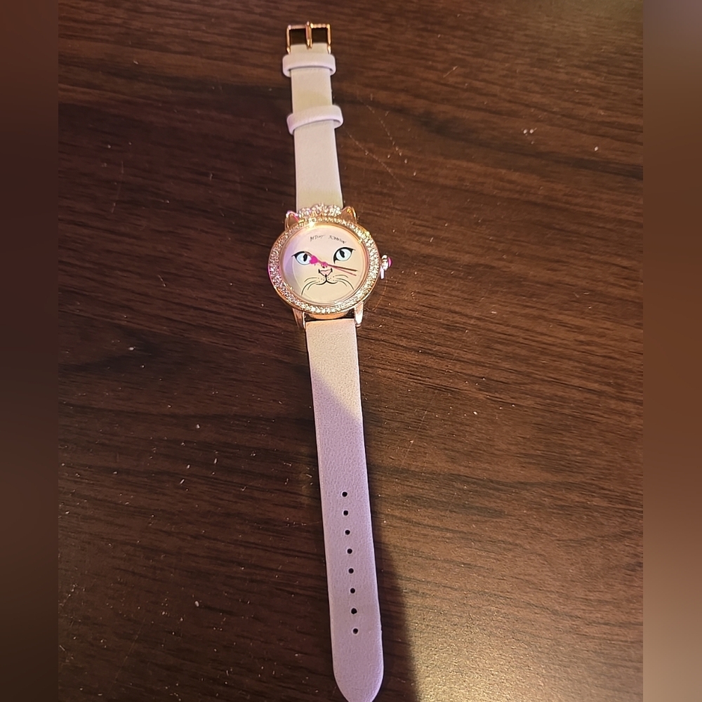 Betsey Johnson Pink Cat Face Watch